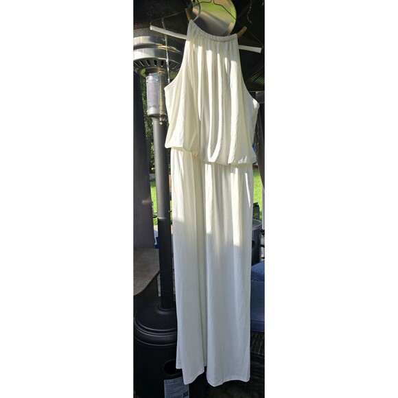 Ashley Stewart Women's Ivory Glitter Maxi Dress 14/16 Halter NWT - Picture 2 of 7